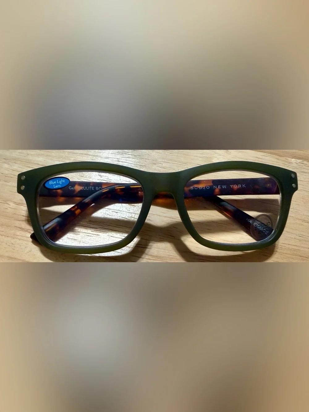 Matte Olive Green Blue Light Blocking Reader 2.50 Glasses Tortoiseshell